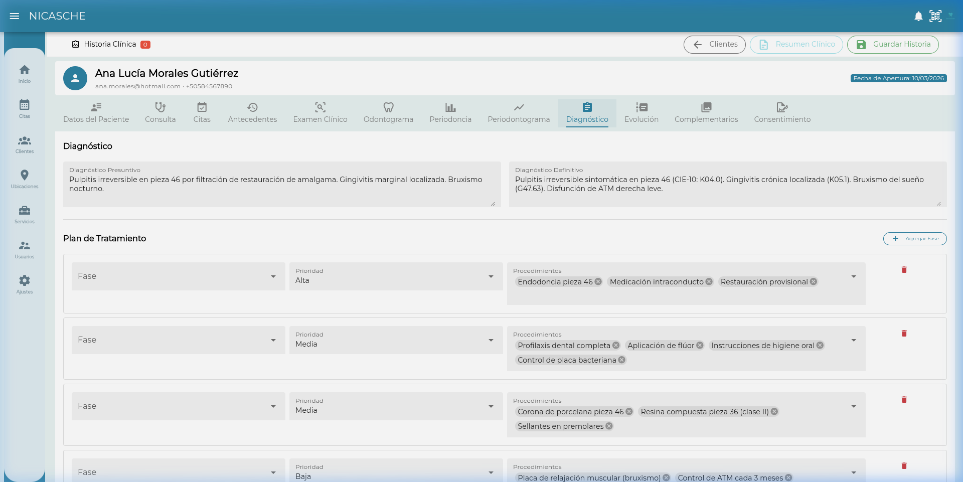 Diagnóstico y plan de tratamiento